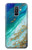 W3920 Abstract Ocean Blue Color Mixed Emerald Hülle Schutzhülle Taschen und Leder Flip für Samsung Galaxy A6+ (2018), J8 Plus 2018, A6 Plus 2018
