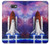 W3913 Colorful Nebula Space Shuttle Hülle Schutzhülle Taschen und Leder Flip für Samsung Galaxy J7 Prime (SM-G610F)