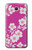 W3924 Cherry Blossom Pink Background Hülle Schutzhülle Taschen und Leder Flip für Samsung Galaxy J7 Prime (SM-G610F)