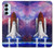 W3913 Colorful Nebula Space Shuttle Hülle Schutzhülle Taschen und Leder Flip für Samsung Galaxy M14