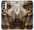 W3949 Steampunk Skull Smoking Hülle Schutzhülle Taschen und Leder Flip für Samsung Galaxy M14