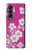 W3924 Cherry Blossom Pink Background Hülle Schutzhülle Taschen Flip für Samsung Galaxy Z Fold 4