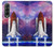 W3913 Colorful Nebula Space Shuttle Hülle Schutzhülle Taschen Flip für Samsung Galaxy Z Fold 3 5G