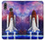 W3913 Colorful Nebula Space Shuttle Hülle Schutzhülle Taschen und Leder Flip für Huawei P20 Lite