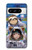 W3915 Raccoon Girl Baby Sloth Astronaut Suit Hülle Schutzhülle Taschen und Leder Flip für Google Pixel 8 pro