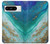 W3920 Abstract Ocean Blue Color Mixed Emerald Hülle Schutzhülle Taschen und Leder Flip für Google Pixel 8 pro