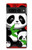 W3929 Cute Panda Eating Bamboo Hülle Schutzhülle Taschen und Leder Flip für Google Pixel 7 Pro