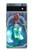 W3912 Cute Little Mermaid Aqua Spa Hülle Schutzhülle Taschen und Leder Flip für Google Pixel 6a