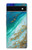 W3920 Abstract Ocean Blue Color Mixed Emerald Hülle Schutzhülle Taschen und Leder Flip für Google Pixel 6a