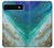 W3920 Abstract Ocean Blue Color Mixed Emerald Hülle Schutzhülle Taschen und Leder Flip für Google Pixel 6a