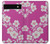 W3924 Cherry Blossom Pink Background Hülle Schutzhülle Taschen und Leder Flip für Google Pixel 6a