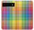 W3942 LGBTQ Rainbow Plaid Tartan Hülle Schutzhülle Taschen und Leder Flip für Google Pixel 6