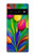 W3926 Colorful Tulip Oil Painting Hülle Schutzhülle Taschen und Leder Flip für Google Pixel 6 Pro