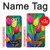 W3926 Colorful Tulip Oil Painting Hülle Schutzhülle Taschen und Leder Flip für LG V30, LG V30 Plus, LG V30S ThinQ, LG V35, LG V35 ThinQ
