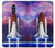 W3913 Colorful Nebula Space Shuttle Hülle Schutzhülle Taschen und Leder Flip für LG Q Stylo 4, LG Q Stylus