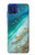 W3920 Abstract Ocean Blue Color Mixed Emerald Hülle Schutzhülle Taschen und Leder Flip für Motorola One 5G