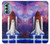 W3913 Colorful Nebula Space Shuttle Hülle Schutzhülle Taschen und Leder Flip für Motorola Moto G Stylus 5G (2022)