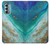 W3920 Abstract Ocean Blue Color Mixed Emerald Hülle Schutzhülle Taschen und Leder Flip für Motorola Moto G Stylus 5G (2022)