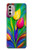 W3926 Colorful Tulip Oil Painting Hülle Schutzhülle Taschen und Leder Flip für Motorola Moto G Stylus 4G (2022)