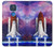 W3913 Colorful Nebula Space Shuttle Hülle Schutzhülle Taschen und Leder Flip für Motorola Moto G Play (2021)