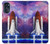 W3913 Colorful Nebula Space Shuttle Hülle Schutzhülle Taschen und Leder Flip für Motorola Moto G 5G (2023)