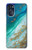 W3920 Abstract Ocean Blue Color Mixed Emerald Hülle Schutzhülle Taschen und Leder Flip für Motorola Moto G 5G (2023)