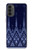 W3950 Textile Thai Blue Pattern Hülle Schutzhülle Taschen und Leder Flip für Motorola Moto G52, G82 5G