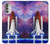 W3913 Colorful Nebula Space Shuttle Hülle Schutzhülle Taschen und Leder Flip für Motorola Moto G51 5G