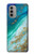 W3920 Abstract Ocean Blue Color Mixed Emerald Hülle Schutzhülle Taschen und Leder Flip für Motorola Moto G51 5G