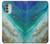 W3920 Abstract Ocean Blue Color Mixed Emerald Hülle Schutzhülle Taschen und Leder Flip für Motorola Moto G51 5G