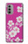 W3924 Cherry Blossom Pink Background Hülle Schutzhülle Taschen und Leder Flip für Motorola Moto G51 5G