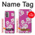 W3924 Cherry Blossom Pink Background Hülle Schutzhülle Taschen und Leder Flip für Motorola Moto G51 5G