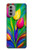 W3926 Colorful Tulip Oil Painting Hülle Schutzhülle Taschen und Leder Flip für Motorola Moto G51 5G