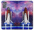 W3913 Colorful Nebula Space Shuttle Hülle Schutzhülle Taschen und Leder Flip für Motorola Moto G50