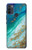 W3920 Abstract Ocean Blue Color Mixed Emerald Hülle Schutzhülle Taschen und Leder Flip für Motorola Moto G50