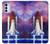 W3913 Colorful Nebula Space Shuttle Hülle Schutzhülle Taschen und Leder Flip für Motorola Moto G42
