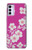 W3924 Cherry Blossom Pink Background Hülle Schutzhülle Taschen und Leder Flip für Motorola Moto G42