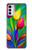 W3926 Colorful Tulip Oil Painting Hülle Schutzhülle Taschen und Leder Flip für Motorola Moto G42