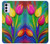 W3926 Colorful Tulip Oil Painting Hülle Schutzhülle Taschen und Leder Flip für Motorola Moto G42