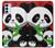 W3929 Cute Panda Eating Bamboo Hülle Schutzhülle Taschen und Leder Flip für Motorola Moto G42
