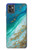 W3920 Abstract Ocean Blue Color Mixed Emerald Hülle Schutzhülle Taschen und Leder Flip für Motorola Moto G32