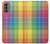 W3942 LGBTQ Rainbow Plaid Tartan Hülle Schutzhülle Taschen und Leder Flip für Motorola Moto G31