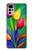 W3926 Colorful Tulip Oil Painting Hülle Schutzhülle Taschen und Leder Flip für Motorola Moto G22