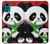 W3929 Cute Panda Eating Bamboo Hülle Schutzhülle Taschen und Leder Flip für Motorola Moto G22