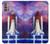 W3913 Colorful Nebula Space Shuttle Hülle Schutzhülle Taschen und Leder Flip für Motorola Moto G30, G20, G10