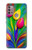 W3926 Colorful Tulip Oil Painting Hülle Schutzhülle Taschen und Leder Flip für Motorola Moto G30, G20, G10