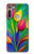 W3926 Colorful Tulip Oil Painting Hülle Schutzhülle Taschen und Leder Flip für Motorola Moto G8