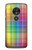 W3942 LGBTQ Rainbow Plaid Tartan Hülle Schutzhülle Taschen und Leder Flip für Motorola Moto G7 Play