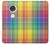 W3942 LGBTQ Rainbow Plaid Tartan Hülle Schutzhülle Taschen und Leder Flip für Motorola Moto G7, Moto G7 Plus