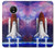 W3913 Colorful Nebula Space Shuttle Hülle Schutzhülle Taschen und Leder Flip für Motorola Moto G6